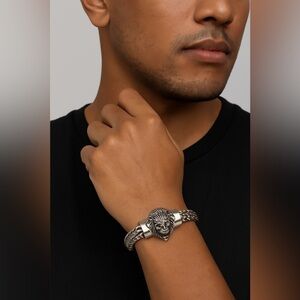 2507- Handmade Stainless Steel Lion Head Men’s Bracelet NWT